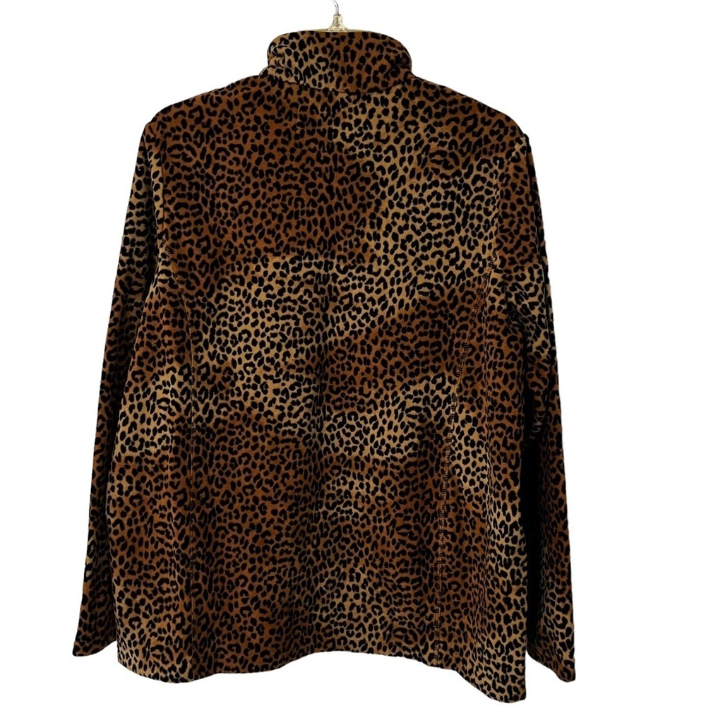 NEW Lands End Quarter Zip Printed Fleece Pullover Sweater Jacket L Animal Print - Picture 4 of 14
